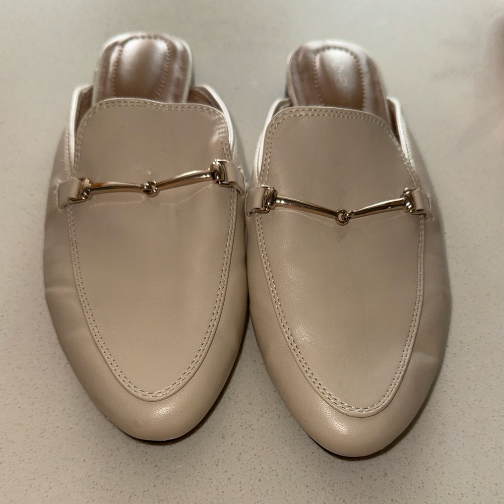 Rachel Zoe Women’s Shoes Beige Leather Alani Slip On Mules